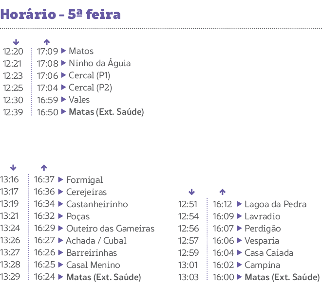 EXT SAÚDE MATAS -HORARIOS
